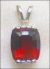 CITRINE (RED) SET IN 14k WHITE GOLD PENDANT (Brazil) -- (All uses, Eh)